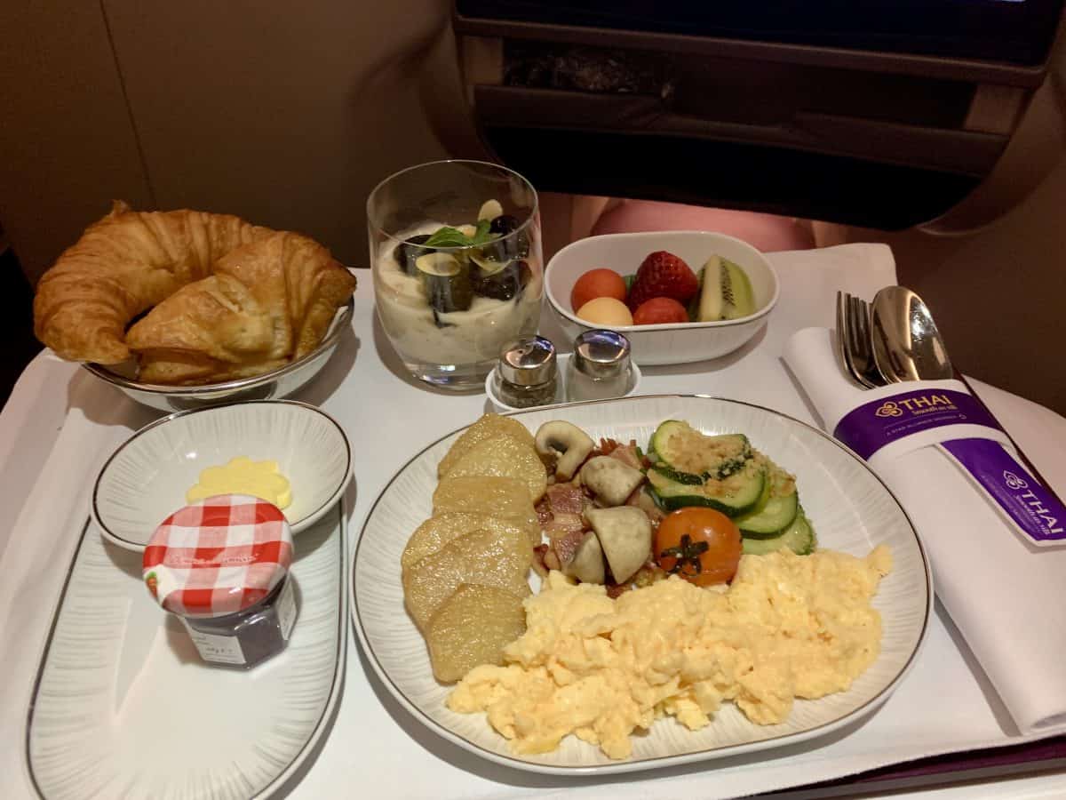 Thai Airways A330 Business Class breakfast.