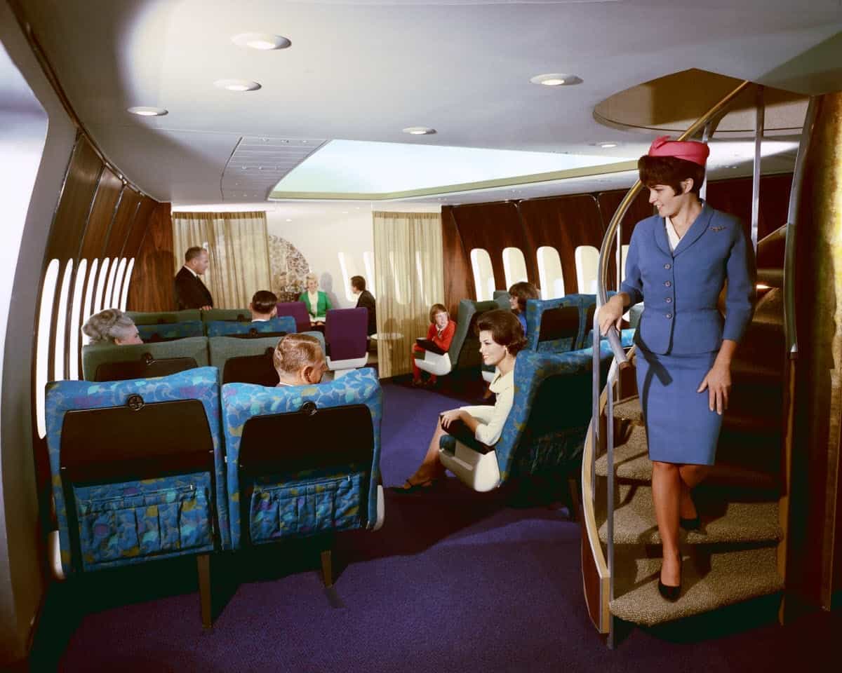 Interior of a 747 in the 1970's