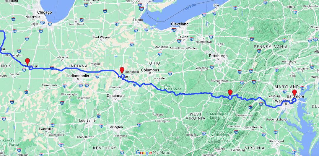 Cross Country Motorcycle Trip Map