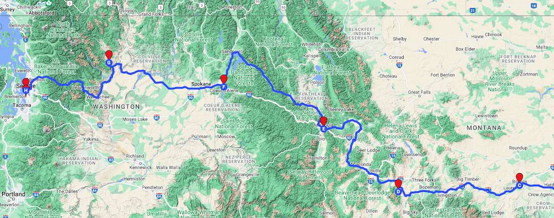 Cross-Country Motorcycle Trip Map