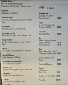 Drink Menu Ocean Albatros Antartica