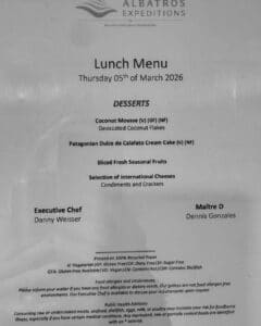 Menu Dining Ocean Albatros Antartica